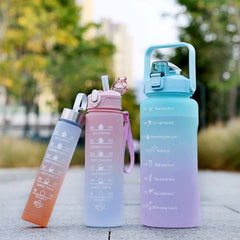 Large Capacity Gradient 3pcs Motivational Sports Water Bottles Set