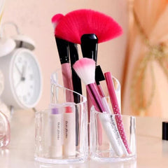 Acrylic 3 Compartment Cosmetic Brush Holder