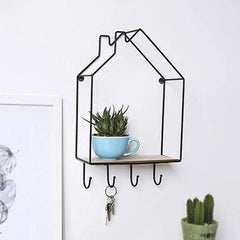 Hut Style Wall Shelf With Hooks