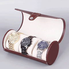 3 Slot Travel Watch Box PU Leather Case Organizer