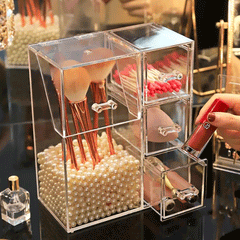 Acrylic Makeup Brush Organiser With Drawer