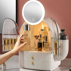 Luxury large Capacity Inside Led Mirror Cosmetic Organizer