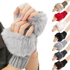 Winter Fluffy Fingerless Gloves