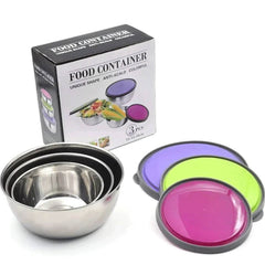 Stainless Steel 3 Pcs Food Storage Box Airtight