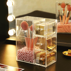 Acrylic Makeup Brush Organiser With Drawer