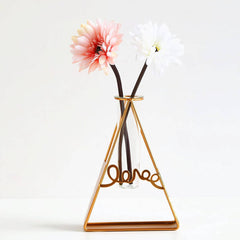 Gold Hydroponic Glass Vase with Triangle Holder