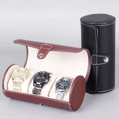 3 Slot Travel Watch Box PU Leather Case Organizer