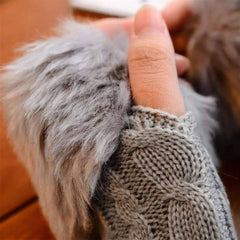 Winter Fluffy Fingerless Gloves