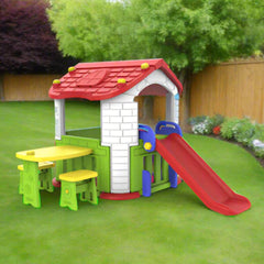 Kids Activity Playhouse with Slide & Table