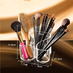 Acrylic 3 Compartment Cosmetic Brush Holder