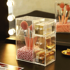 Acrylic Makeup Brush Organiser With Drawer