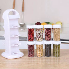 Revolving Spice Rack Organizer With Jars