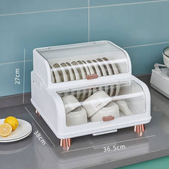 Dual layers Dishes Rack with Lid