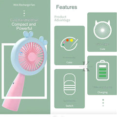 Rechargeable Mini Handheld Fan With Light