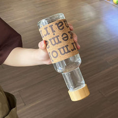 Temperature Resistant Wooden Glass Water Bottle