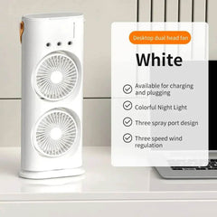 Double Headed Rechargeable Mist Fan