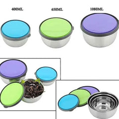 Stainless Steel 3 Pcs Food Storage Box Airtight