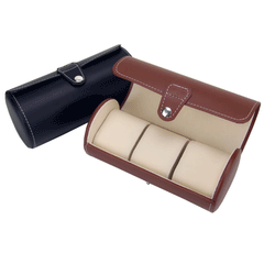 3 Slot Travel Watch Box PU Leather Case Organizer