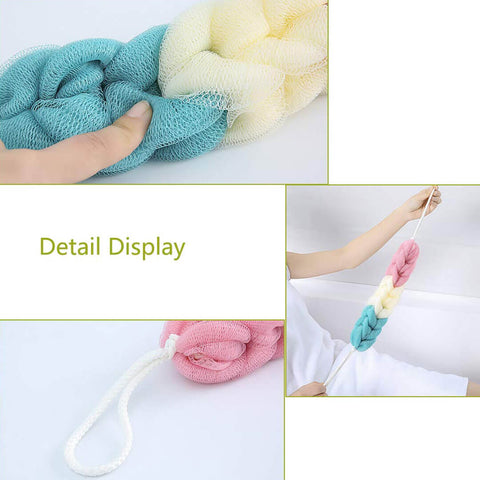 Striped Mesh Bath Brush with Hanging Flower Ball