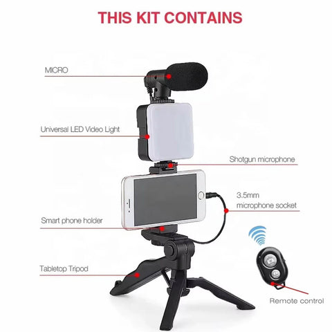 Pro Video Mic Bundle with Stand & LED Light