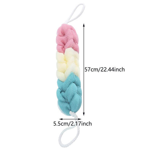 Striped Mesh Bath Brush with Hanging Flower Ball
