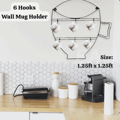 Stainless Steel  Wall 6 Hooks Cup Holder