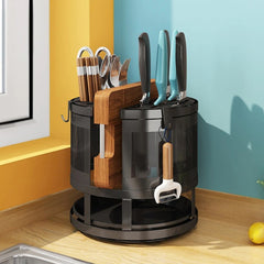 Rotatable Cutlery Utensil Rack With Knife Holder