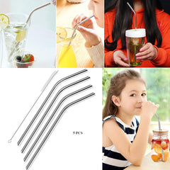 5 Pcs Steel Straws Set Reusable