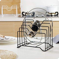 Multipurpose Stainless Steel 4 Slot Pan Cover Storage Rack