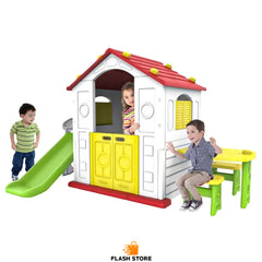 Kids Activity Playhouse with Slide & Table