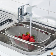 Over The Sink Colander Strainer Basket Stainless Steel