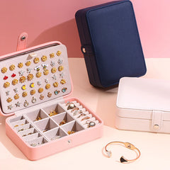 Leather Mini Jewelry Box Double Layer