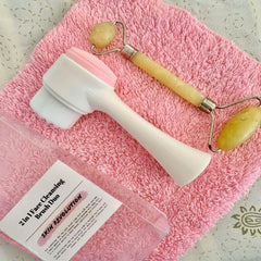 Jade Roller and Double-Sided Cleansing Facial Brush Set