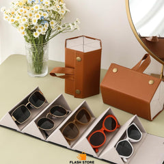 Portable Leather Glasses Organizer Case