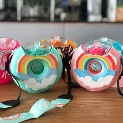 Portable Cartoon Creative Donut Water Bottle With Straw