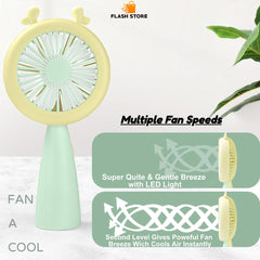 Rechargeable Mini Handheld Fan With Light