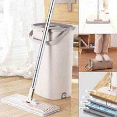 Flat Mop Bucket With Reusable Mop Pads