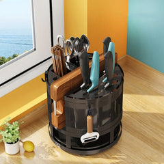 Rotatable Cutlery Utensil Rack With Knife Holder