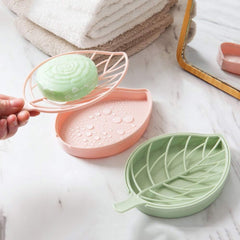 Leaf Shaped Soap Holder With Drain Tray