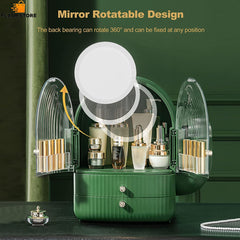 Luxury large Capacity Inside Led Mirror Cosmetic Organizer