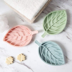 Leaf Shaped Soap Holder With Drain Tray