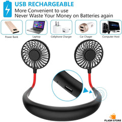 Mini USB Rechargeable Neck Held Colar Fan Portable