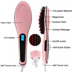 Electric Brush Straightener Comb Lcd Display