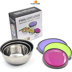 Stainless Steel 3 Pcs Food Storage Box Airtight