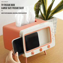 Creative Tv Tissue Box Holder With Phone Holder