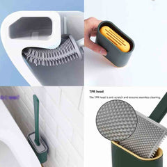 Toilet Cleaning Brush Flexible Silicone Wall Mounted