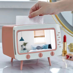 Creative Tv Tissue Box Holder With Phone Holder