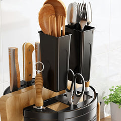 Rotatable Cutlery Utensil Rack With Knife Holder