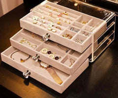 Acrylic Jewelry Box 3 Drawers, Velvet Jewellery Organizer