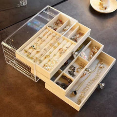 Acrylic Jewelry Box 3 Drawers, Velvet Jewellery Organizer